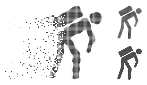 Eltűnő Pixel félárnyék futár ikon — Stock Vector