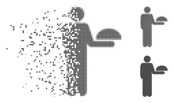 웨이터 아이콘에 Pixelated 하프톤 사각형 — 스톡 벡터