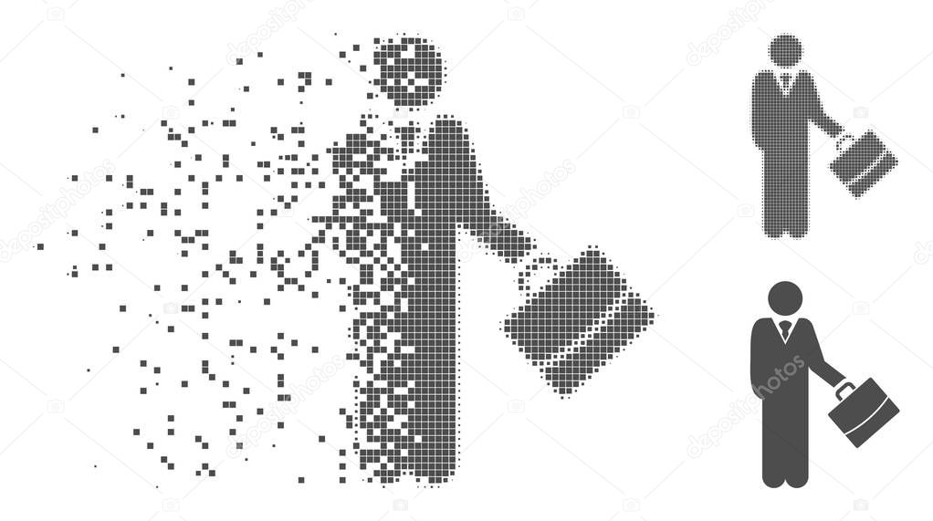 Disappearing Pixel Halftone Standing Businessman Icon