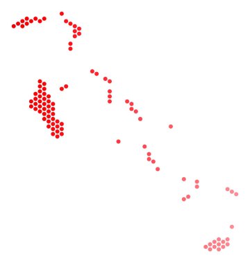 Bahama Adaları Harita kırmızı noktalı