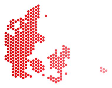 Kırmızı noktalı Danimarka harita