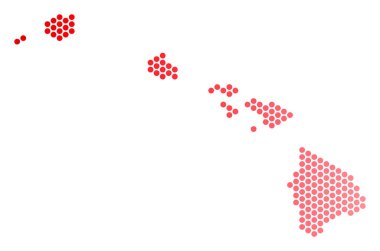 Havaii Adaları Harita kırmızı noktalı