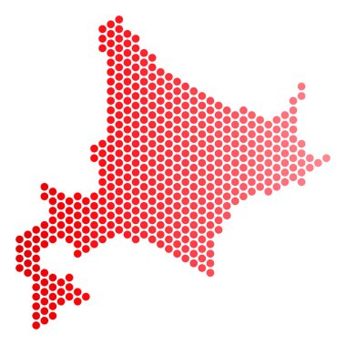 Kırmızı nokta Hokkaido Adası Haritası