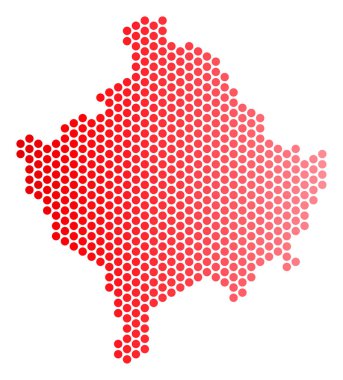 Kırmızı noktalı Kosova Haritası
