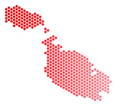Kırmızı noktalı Malta Adası Haritası