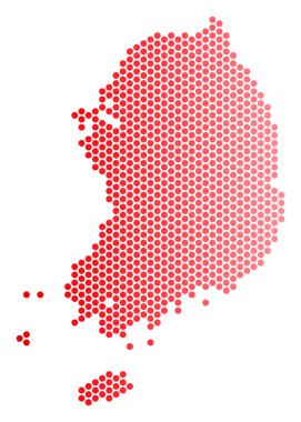 Kırmızı noktalı Güney Kore Haritası