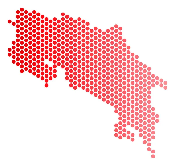 Red Dotted Costa Rica Map — Stock Vector