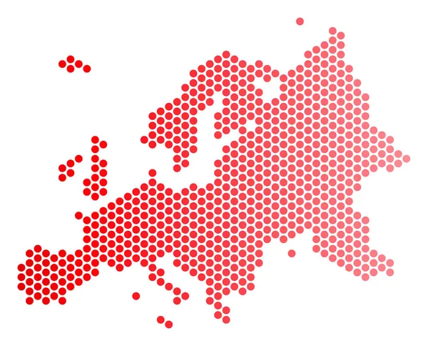 Röd prickig Europa karta — Stock vektor