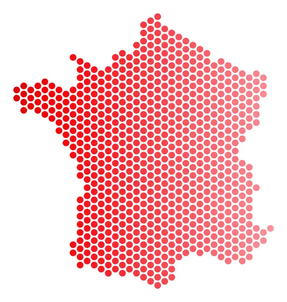 Mappa Red Dotted France — Vettoriale Stock