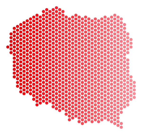红色点波兰地图 — 图库矢量图片