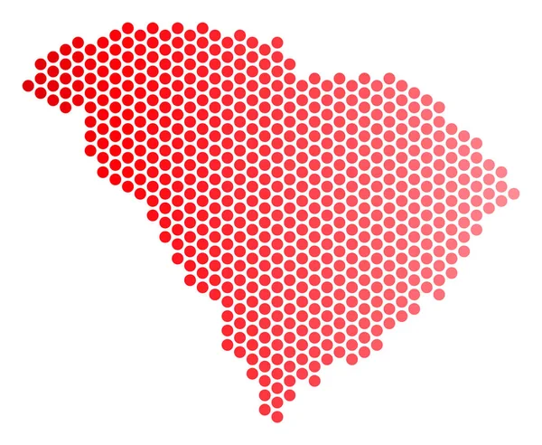 Güney Carolina eyalet harita kırmızı noktalı — Stok Vektör