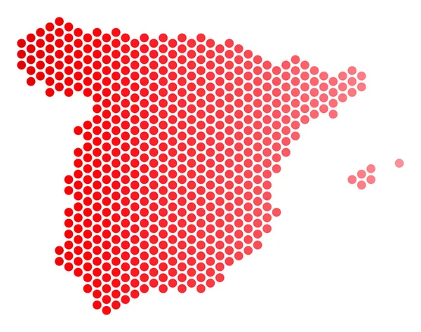 Mapa de España punteada roja — Vector de stock