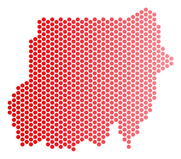 红色圆点苏丹地图 具有水平渐变的红色颜色地理方案 用球形印迹模式构造苏丹地图的矢量构成 — 图库矢量图片