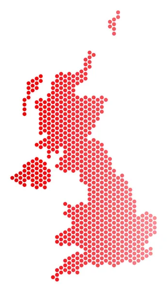 Red Dotted Reino Unido Mapa — Vector de stock