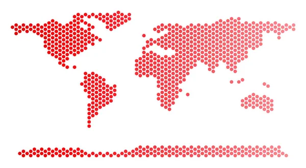 Red dot Weltkarte des Kontinents — Stockvektor