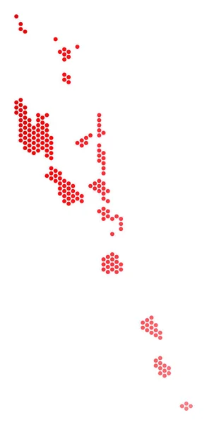 Röd prickig Vanuatu öarna karta — Stock vektor