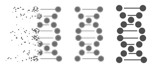 Lebomlott Pixel félárnyék DNS ikon — Stock Vector