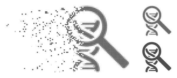 Ícone danificado da análise do ADN do meio-tom do pixel —  Vetores de Stock