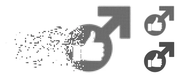 Icona con simbolo di erezione eccellente a mezzitoni pixel dispersi — Vettoriale Stock