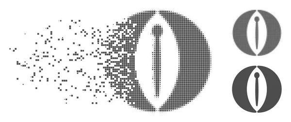 Désintégration Pixel Halftone Femme Génitales Icône — Image vectorielle