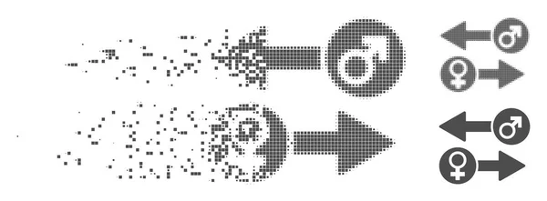 Pixel Halftone geslacht Exchange pictogram verdwenen — Stockvector