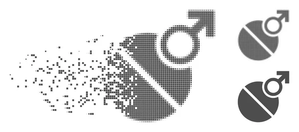 Разложившийся пиксель половинчатый мужской эрекция таблетки значок — стоковый вектор