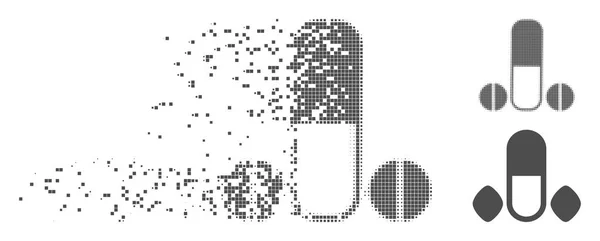 Разложившийся Pixel Halftone Male Power Pills Icon — стоковый вектор