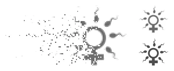 Mover Pixel meio-tom esperma fertilização ícone — Vetor de Stock