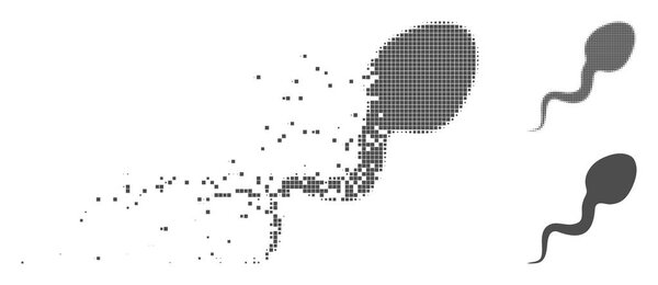 Shredded Pixel Halftone Spermatozoon Icon