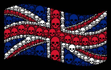 Büyük Britanya bayrağı mozaik kafatası öğelerin sallayarak
