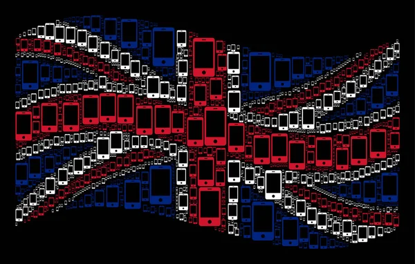 スマート フォン アイテムのイギリスの旗のパターンを振ってください。 — ストックベクタ