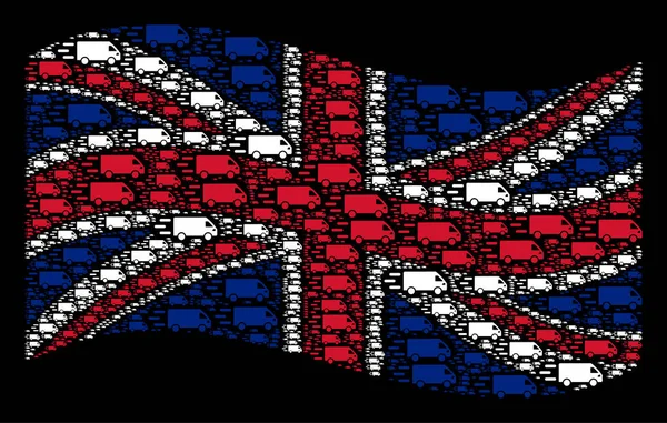 Mává britská vlajka mozaika rychlé dodání vozu položek — Stockový vektor