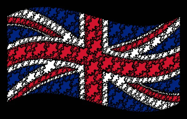 Κυματίζει σημαία Ηνωμένου Βασιλείου μωσαϊκό φύλλο βελανιδιάς εικονίδια — Διανυσματικό Αρχείο