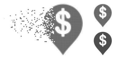 Eriterek piksel yarı ton Amerikan Doları işareti simgesi