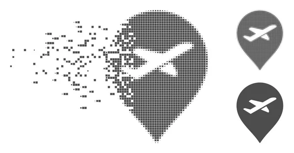 Polvo Pixel Halftone Aeropuerto Icono marcador — Vector de stock