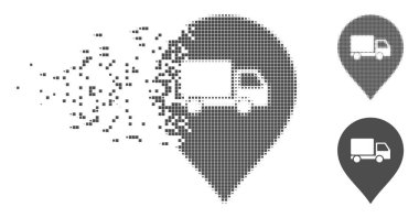 Kırık piksel yarı ton kamyon işareti simgesi