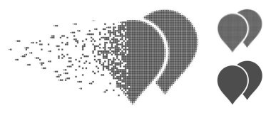 Broken Pixel Halftone Map Pointers Icon clipart