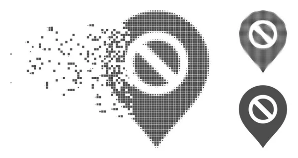 Pixel Destructed Halftone Icono marcador prohibido — Vector de stock