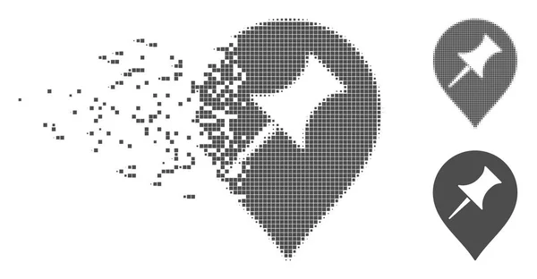 Polvo Pixel Halftone Interés Pin Marker Icono — Vector de stock