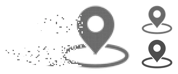 Разломанная икона местоположения пиксельной полутоновой карты — стоковый вектор