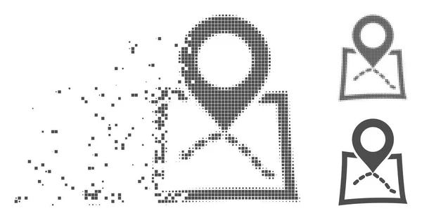 Gebrochenes Pixel-Halfone-Kartenmarker-Symbol — Stockvektor