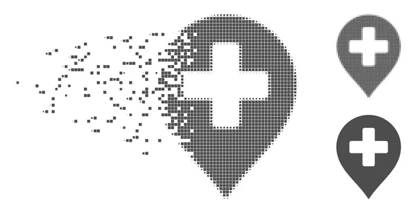 Pixel déchiqueté demi-ton Croix médicale marqueur Icône — Image vectorielle