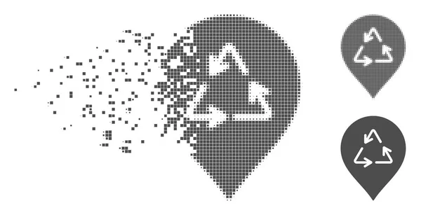 Rozproszona piksela rastra recyklingu ikonę znacznika — Wektor stockowy