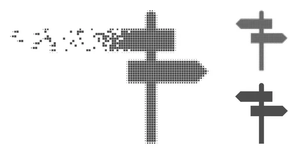 Por Pixel félárnyék Road mutató ikon — Stock Vector