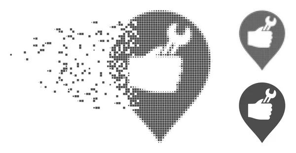 Icône de marqueur de main de service de demi-ton de pixel fracturé — Image vectorielle