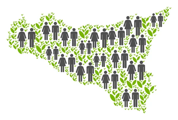 Demografia Sicilia Mappa — Vettoriale Stock