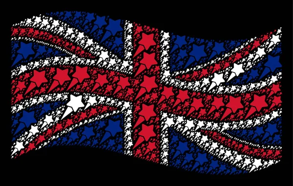 Schwenken uk Flagge Mosaik von Starting Star Icons — Stockvektor