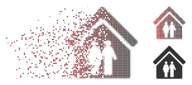 Parçalanmış piksel yarı ton Müstakil ev simgesini