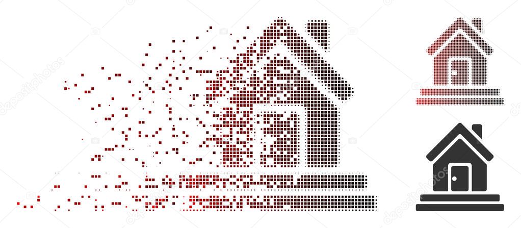Fractured Pixel Halftone House Front Door Icon