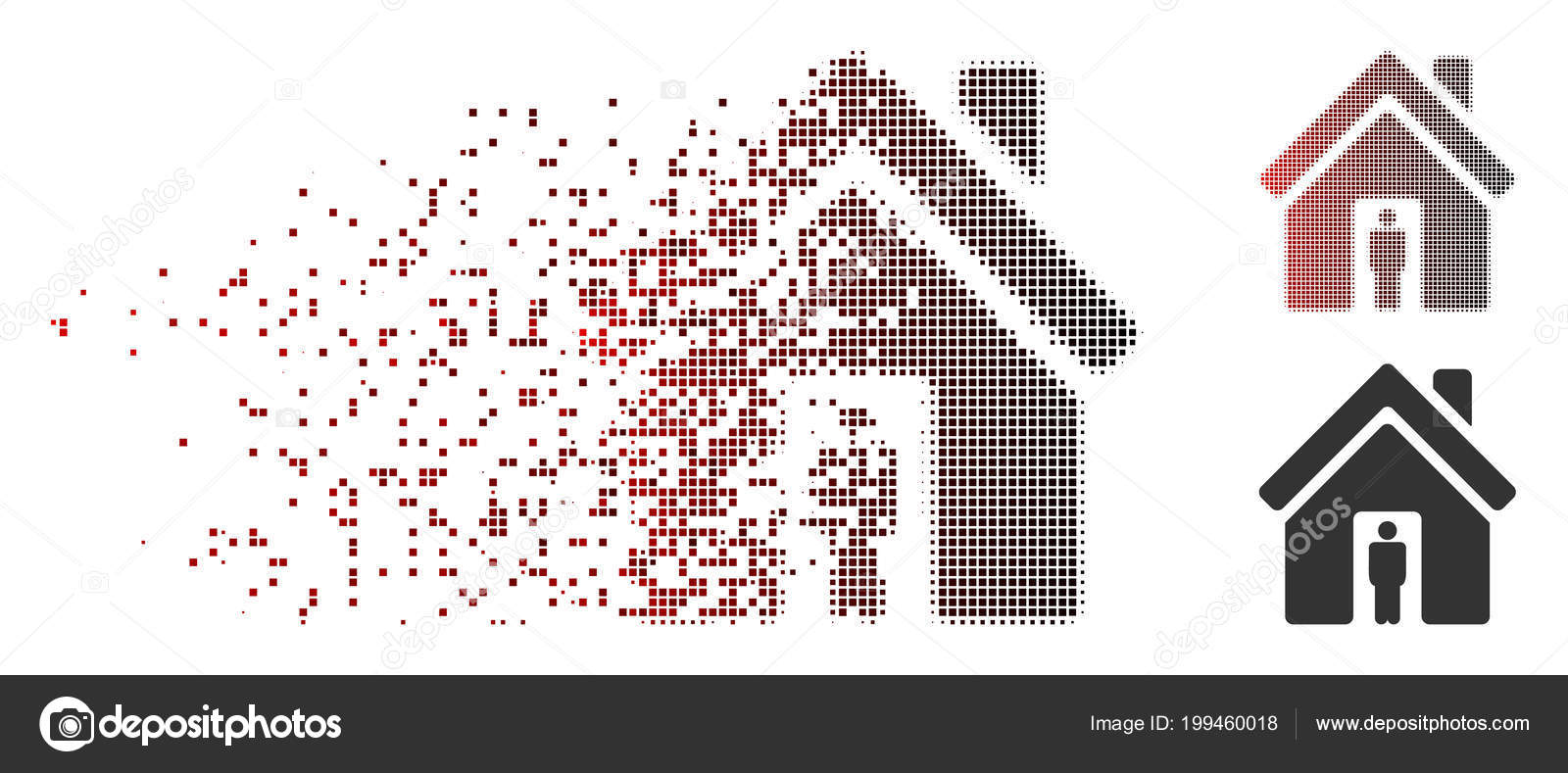 Damaged Pixel Halftone House Owner Icon Stock Vector C Ahasoft